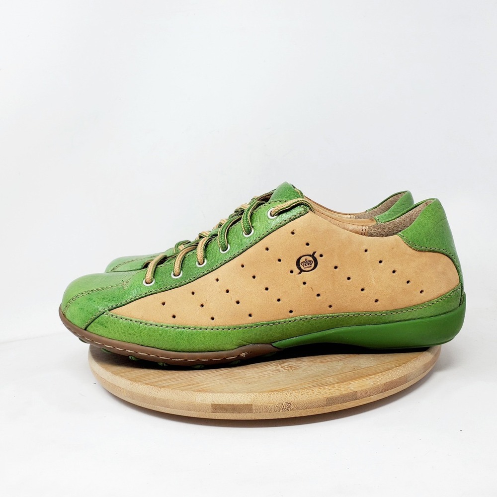 Born Hawkeye Shoes Womens 9 Green Brown Leather Retro Bowling Oxford Sneaker